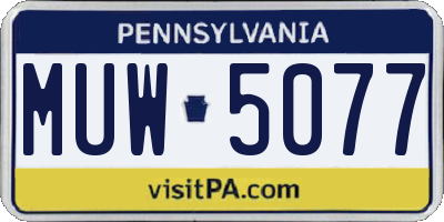 PA license plate MUW5077