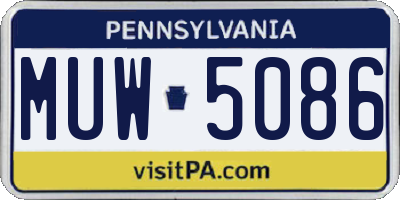 PA license plate MUW5086