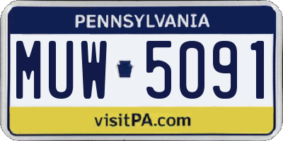PA license plate MUW5091