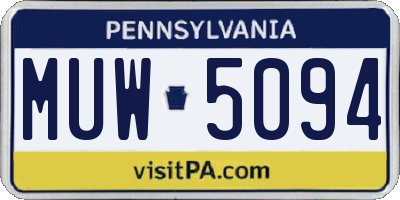 PA license plate MUW5094