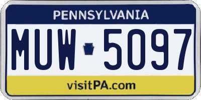 PA license plate MUW5097
