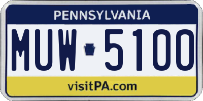 PA license plate MUW5100