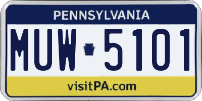 PA license plate MUW5101