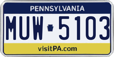 PA license plate MUW5103