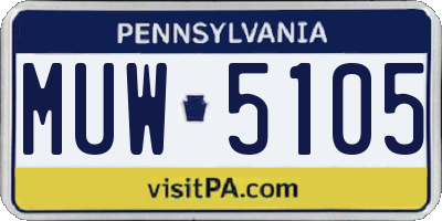 PA license plate MUW5105