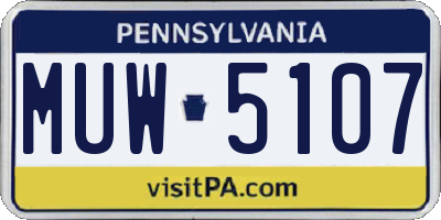 PA license plate MUW5107