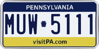 PA license plate MUW5111