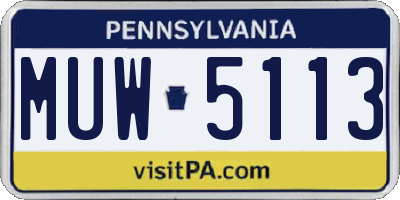 PA license plate MUW5113