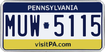 PA license plate MUW5115