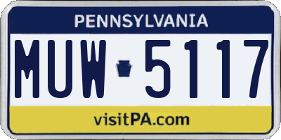 PA license plate MUW5117