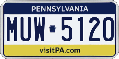 PA license plate MUW5120