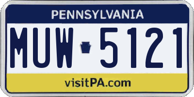 PA license plate MUW5121