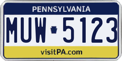 PA license plate MUW5123