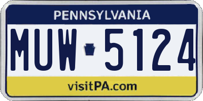 PA license plate MUW5124