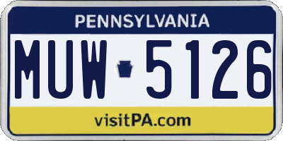 PA license plate MUW5126
