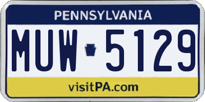 PA license plate MUW5129