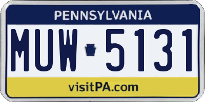 PA license plate MUW5131