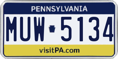 PA license plate MUW5134