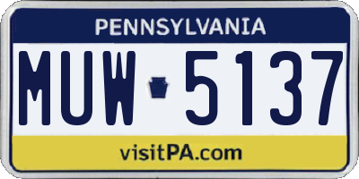 PA license plate MUW5137