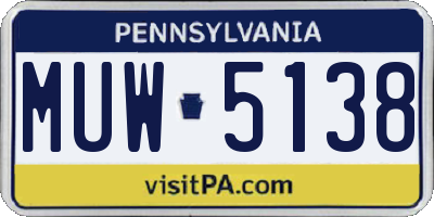 PA license plate MUW5138