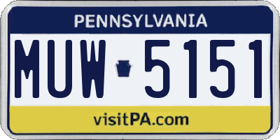 PA license plate MUW5151