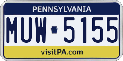 PA license plate MUW5155