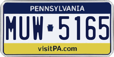 PA license plate MUW5165