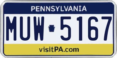 PA license plate MUW5167