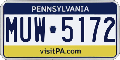 PA license plate MUW5172