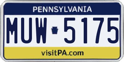 PA license plate MUW5175