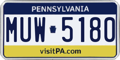 PA license plate MUW5180