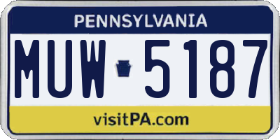 PA license plate MUW5187