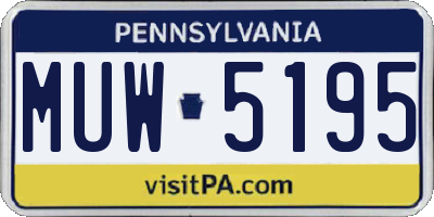 PA license plate MUW5195
