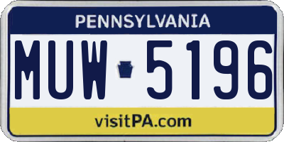 PA license plate MUW5196