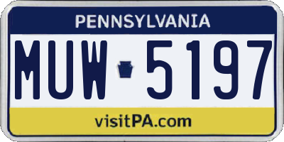 PA license plate MUW5197
