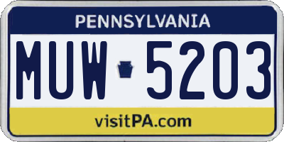 PA license plate MUW5203