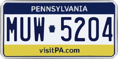 PA license plate MUW5204
