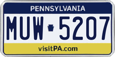 PA license plate MUW5207