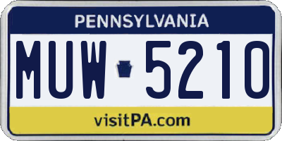 PA license plate MUW5210