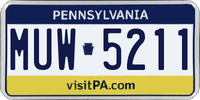 PA license plate MUW5211