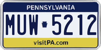 PA license plate MUW5212