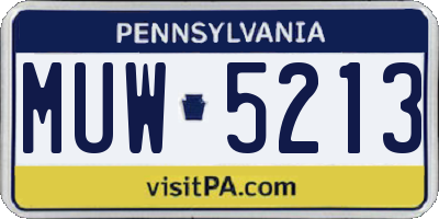 PA license plate MUW5213