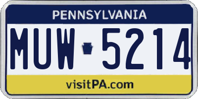 PA license plate MUW5214