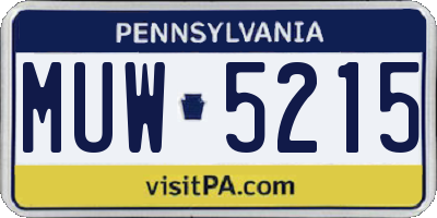 PA license plate MUW5215