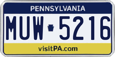 PA license plate MUW5216