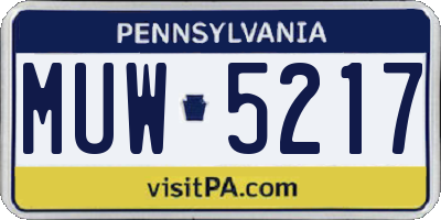 PA license plate MUW5217