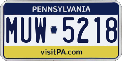 PA license plate MUW5218