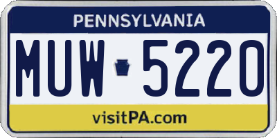 PA license plate MUW5220
