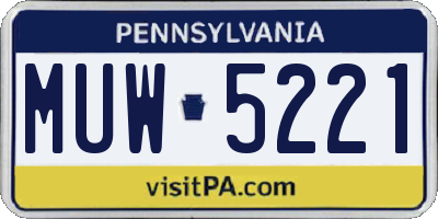PA license plate MUW5221