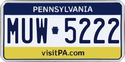 PA license plate MUW5222